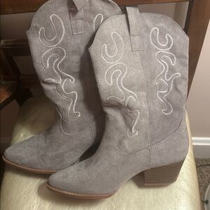 Gray Suede Western Boots
